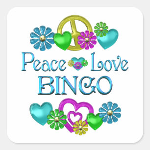 Adesivo Quadrado Peace Love Bingo
