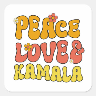 Adesivo Quadrado Peace Love e Kamala
