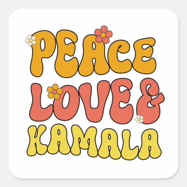 Adesivo Quadrado Peace Love e Kamala (Frente)
