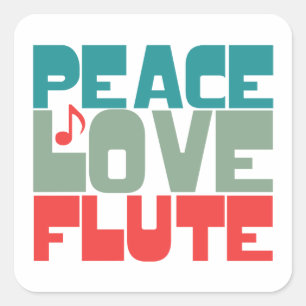 Adesivo Quadrado Peace Love Flute