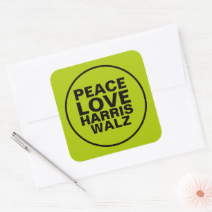 Adesivo Quadrado PEACE LOVE HARRIS WALZ Neon Green
