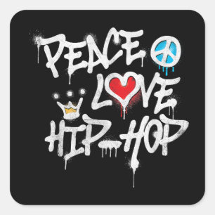 Adesivo Quadrado Peace Love Hip Hop Dancing