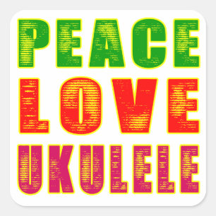 Adesivo Quadrado Peace Love Ukulele