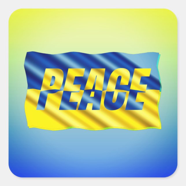Adesivo Quadrado PEACE mantém-se livre para a Ucrânia (Frente)