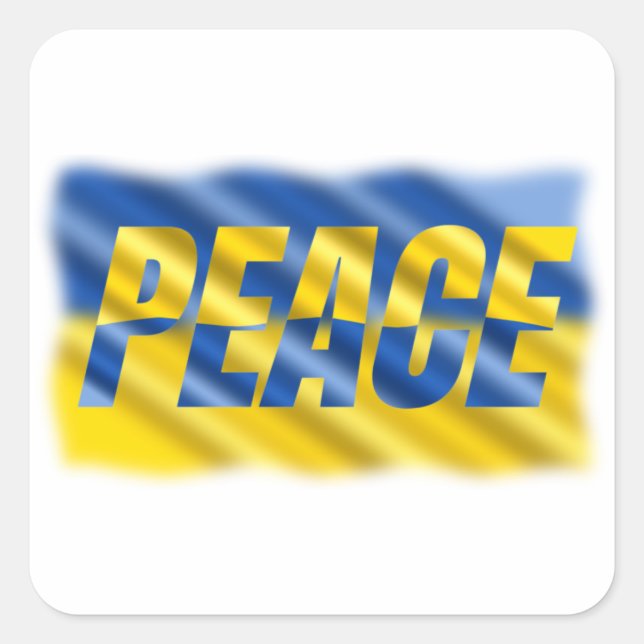 Adesivo Quadrado PEACE mantém-se livre para a Ucrânia (Frente)
