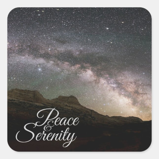 Adesivo Quadrado Peace & Serenity Mountain Night Sky (Frente)