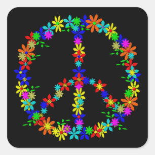 Adesivo Quadrado Peace símbolo Flower Power