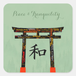 Adesivo Quadrado Peace Torii (a preto)