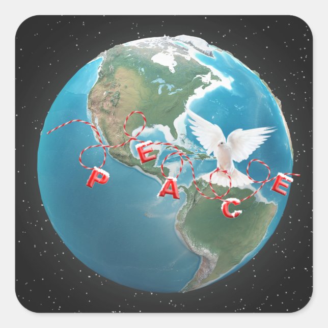 Adesivo Quadrado PEACE White Dove do Natal no Mundo (Frente)