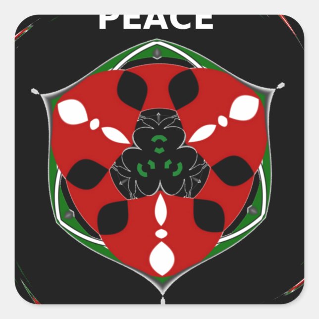 Adesivo Quadrado "Peace: with Shield Emblem" Art Impressão (Frente)