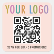 Peach QR Code Stickers Personalizado Logotipo Come