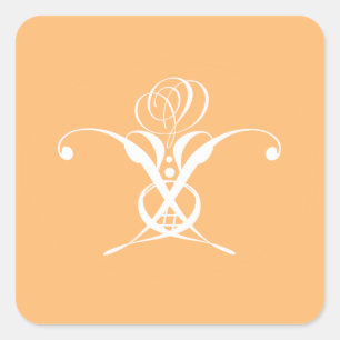 Adesivo Quadrado Peach Retro White Flourish Rosa