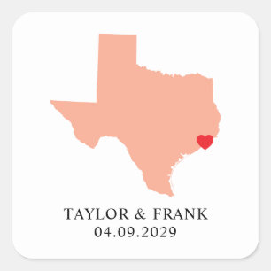 Adesivo Quadrado Peach Texas Wedding