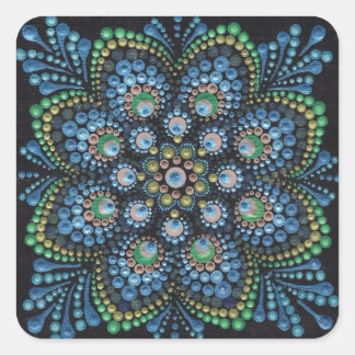 Adesivo Quadrado Peacock Dot Mandala