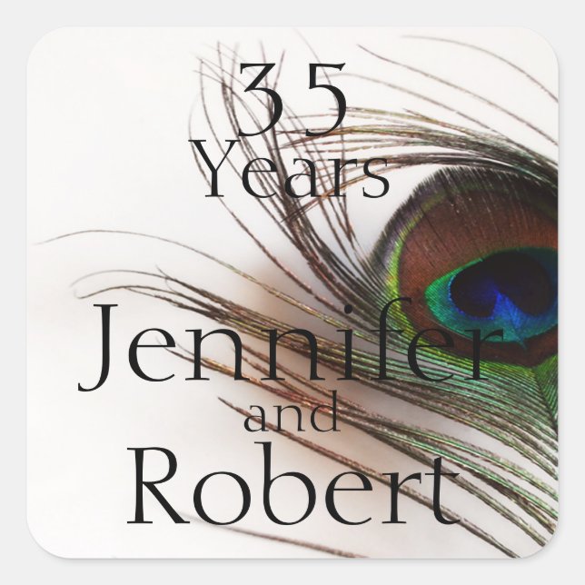 Adesivo Quadrado Peacock Feather Glamor Envelope Seal (Frente)