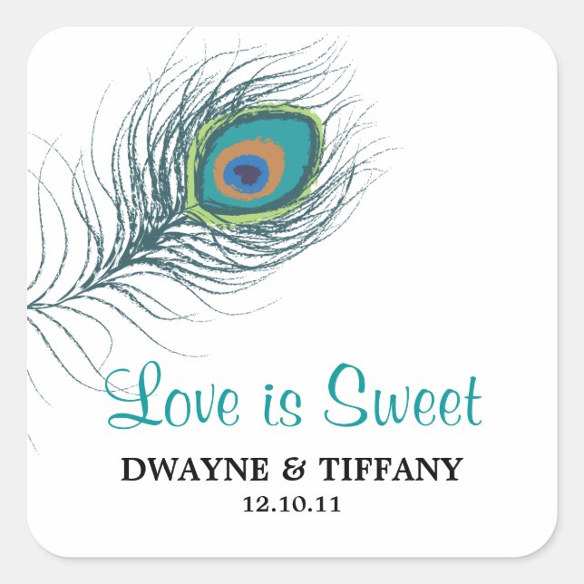 Adesivo Quadrado Peacock Feather Stickers (Frente)