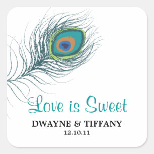 Adesivo Quadrado Peacock Feather Stickers