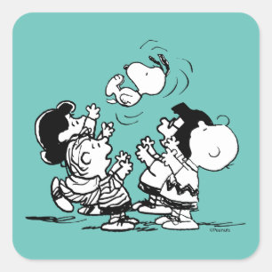 Adesivo Quadrado Peanuts Gang Levantando Esnoopia