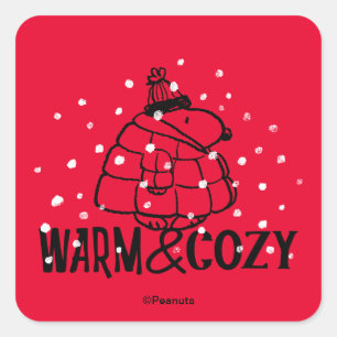 Adesivo Quadrado Peanuts   Snoopy Warm & Cozy