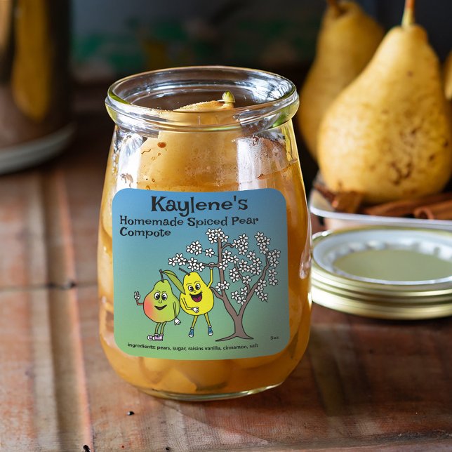 Adesivo Quadrado Pear Pals Engraçado Molho de Cartoon (Criador carregado)