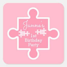 Adesivo Quadrado Peça de Quebra-cabeça Rosa Doce