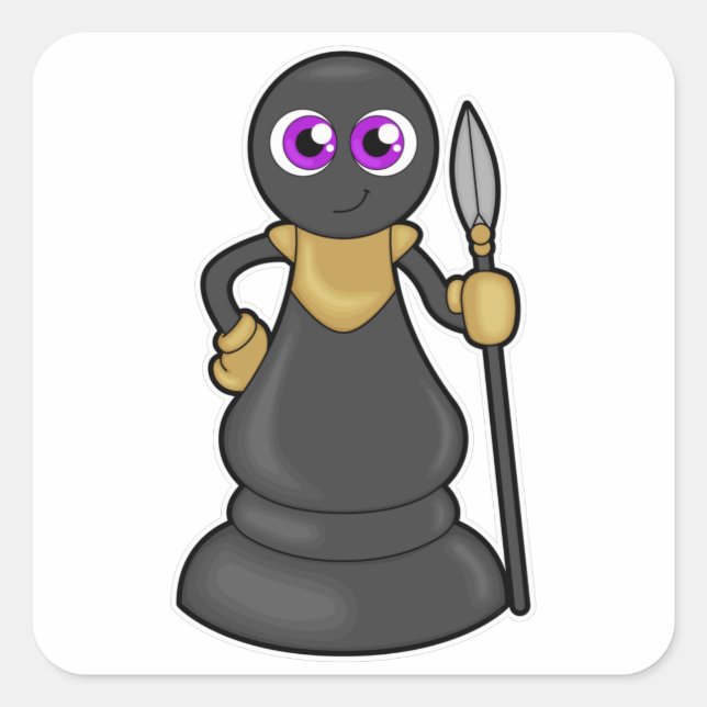 Adesivo Quadrado Peça de xadrez em xadrez com lança (Frente)