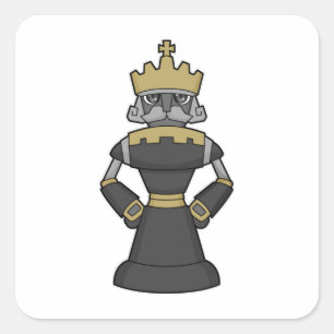 Adesivo Quadrado Peça de xadrez King Crown Chess