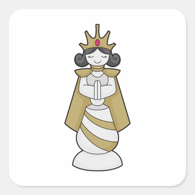 Adesivo Quadrado Peça de xadrez Queen Crown Chess (Frente)