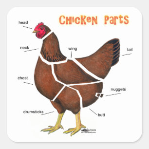 Adesivo Quadrado Peças de frango