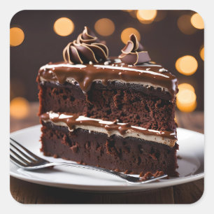 Adesivo Quadrado Pedaço De Bolo De Chocolate