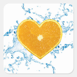 Adesivo Quadrado Pedaço de Laranja Forma Cardíaca