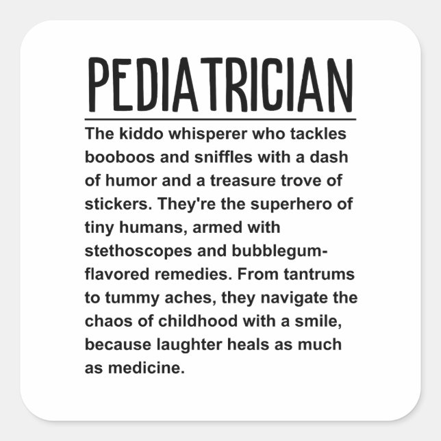 Adesivo Quadrado Pediatra (Frente)