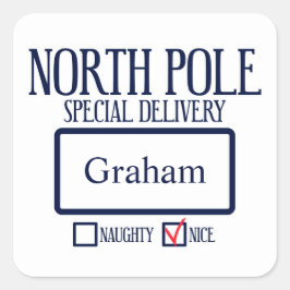 Adesivo Quadrado Pedra de Natal da Entrega Especial do Polo Norte