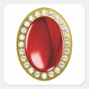 Adesivo Quadrado Pedra vermelha com diamantes