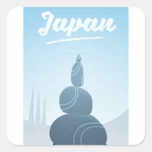 Adesivo Quadrado Pedras em pé no Japão empilhadas na paisagem.