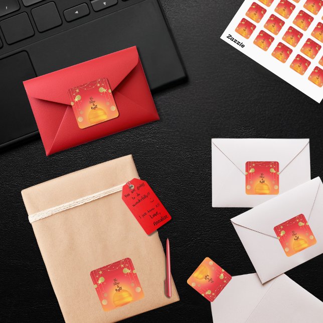 Adesivo Quadrado Pedras Quentes Coloridas "O Futuro Está Brilhante" (Positive "The Future Is Bright" colorful sun, stars, and moons stickers for you to personalize)