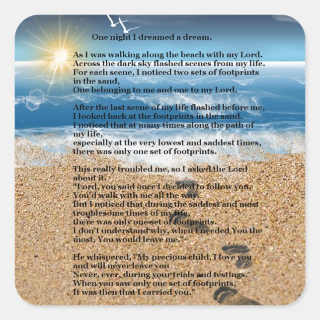 Adesivo Quadrado Pegadas na areia (Frente)