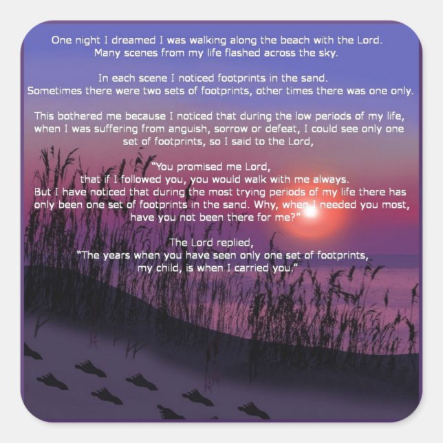 Adesivo Quadrado Pegadas na areia (Frente)