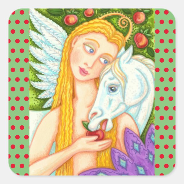 ADESIVO QUADRADO PEGASUS DE ARTE FOLK E ATÉ EM JARDIM DE EDEN, CAVA (Frente)