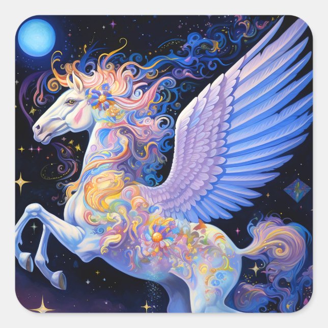 Adesivo Quadrado Pegasus Fantasy Art (Frente)