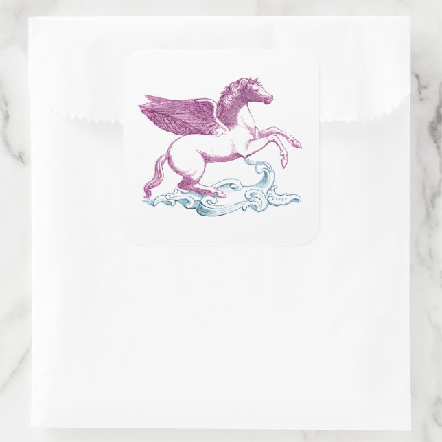 Adesivo Quadrado Pegasus nas Nuvens (Bolsa)