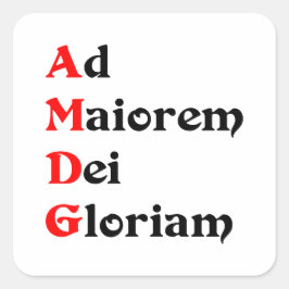 Adesivo Quadrado Pegatina AMDG, Ad Maiorem Dei Gloriam