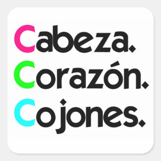 Adesivo Quadrado Pegatina "Cabeza Corazón Cojones"