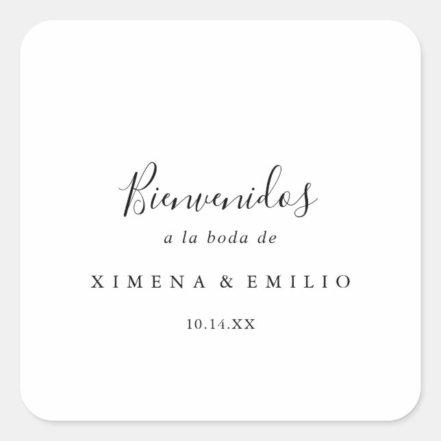 Adesivo Quadrado Pegatina Cuadrada Bienvenida de Boda Española (Frente)