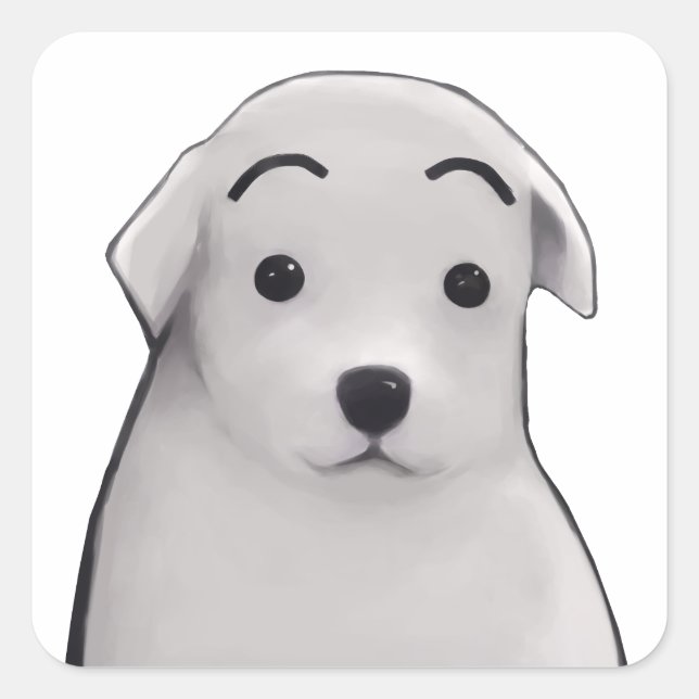 Adesivo Quadrado Pegatina de perrito sorprendido  (Frente)