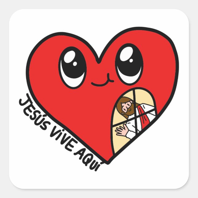 Adesivo Quadrado Pegatina Jesús vive aquí Edificaturas  (Frente)