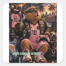 Adesivo Quadrado Pegatinas Capibarra 10. Modo campeón activado.