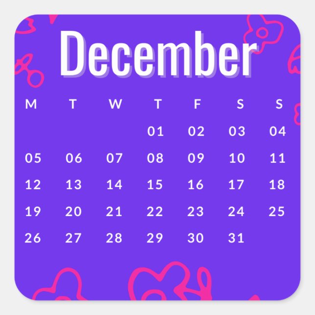 Adesivo Quadrado Pegatinas mes del año - December (S'C) (Frente)