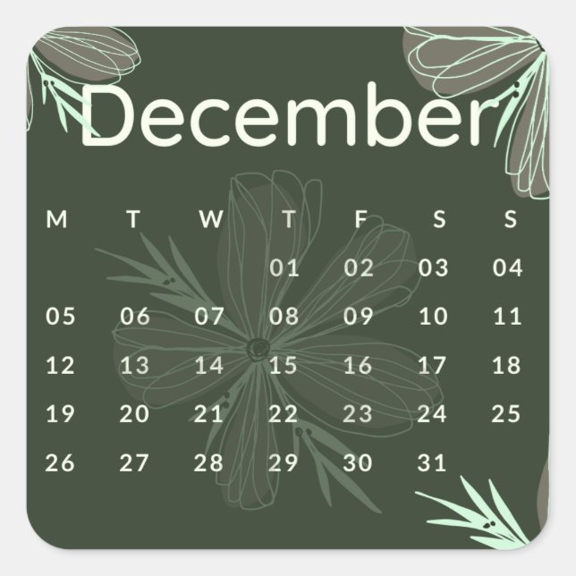 Adesivo Quadrado Pegatinas mes del año - December (S'L) *2022 (Frente)