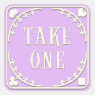 Adesivo Quadrado "Pegue Um" Festa Maravilha do Tea, Encantando Roxo